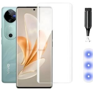 Premium Curved UV Tempered Glass for Vivo v40e (Transparent, Pack of 1) Advanced Border Less Full Screen Coverage UV Screen Protector Guard (Vivo v40e)