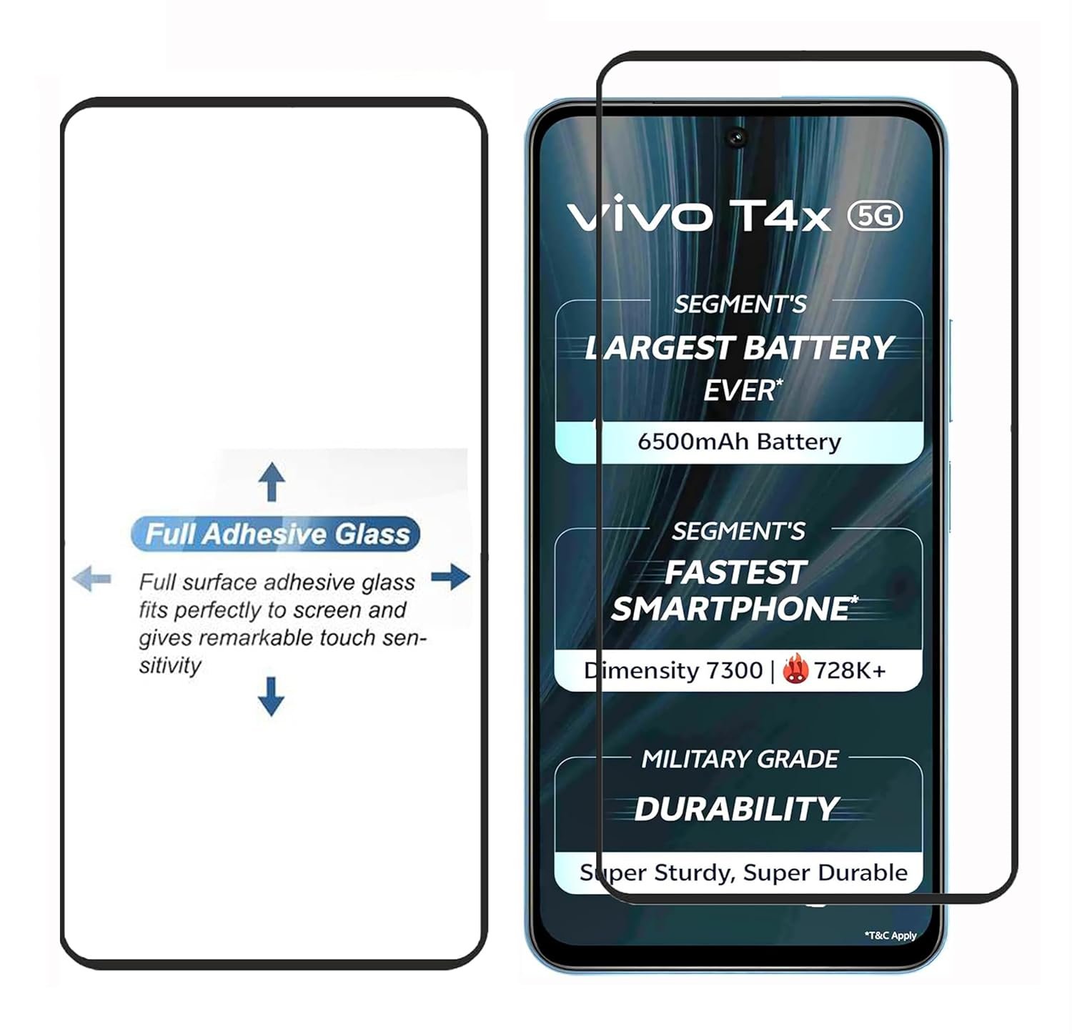 Tempered Glass Screen Protector Compatible For Vivo T4X and Vivo Y39 (6.72 Inch) Black Cellphone With Edge-To-Edge Protector Coverage And Easy Installation Kit - Image 5