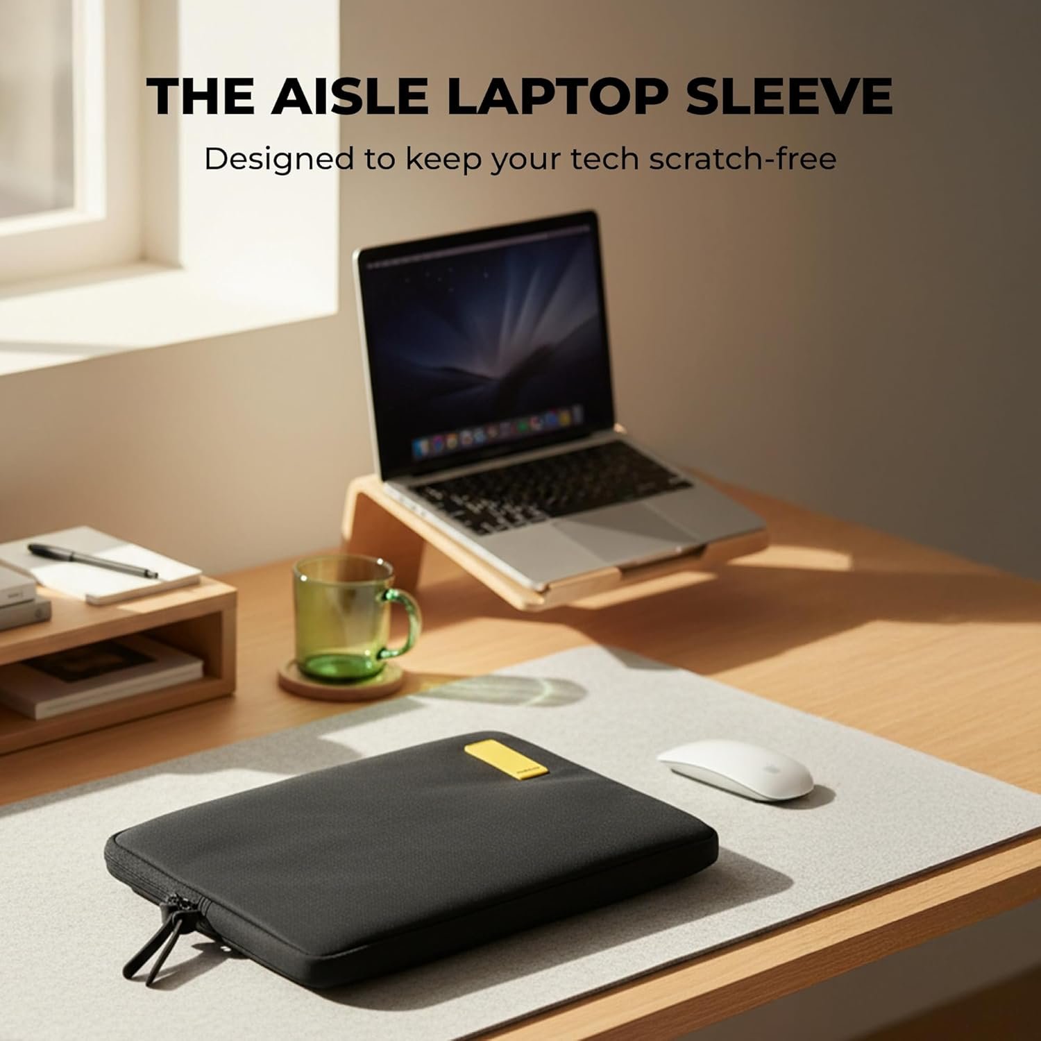 MOKOBARA Aisle Laptop Sleeve | Small | Aerology Nylon | Compatible with 14" Laptops/MacBook | Lightweight Sleeve with Soft Microsuede Lining & Premium Zip Closure | Money Moves (Black) - Image 2