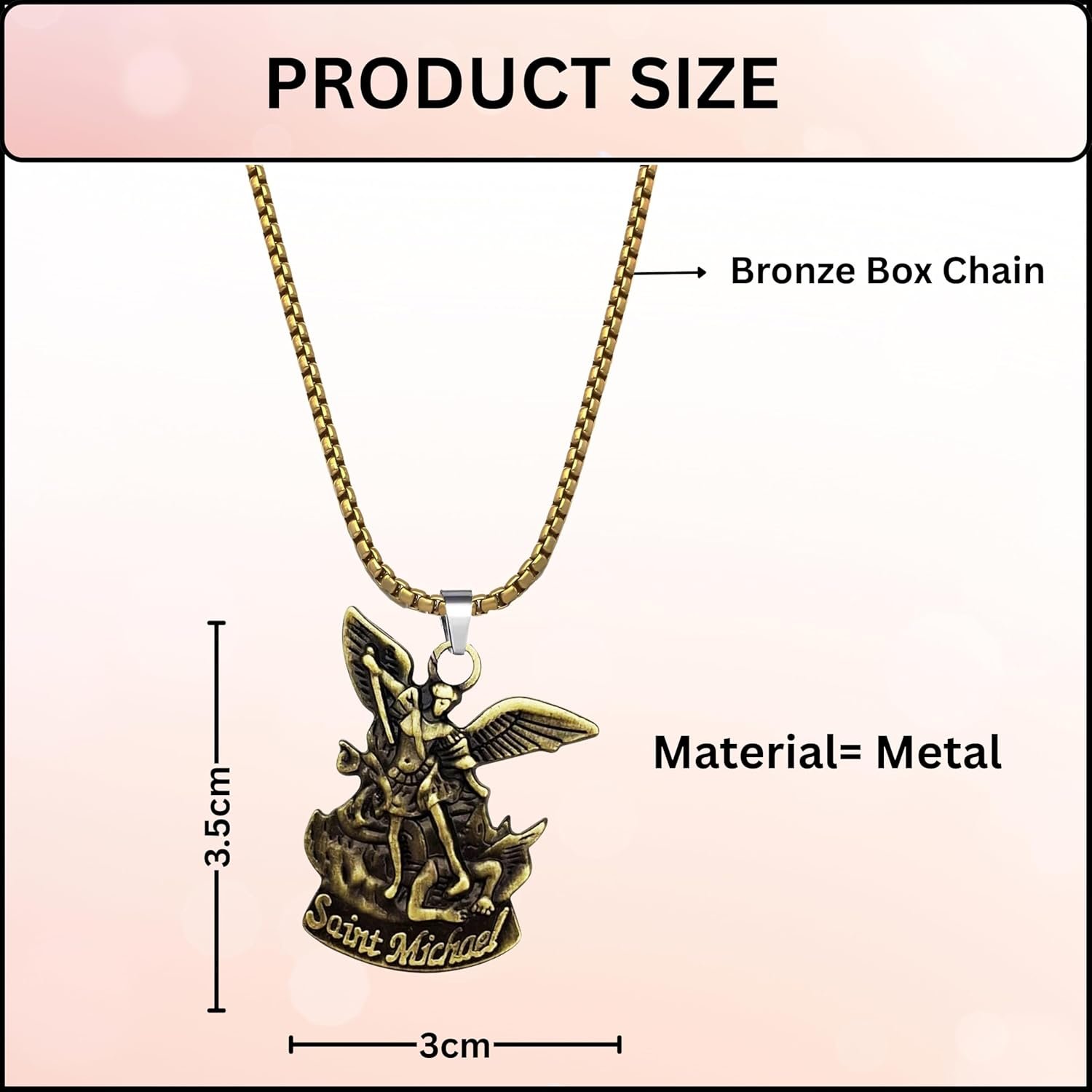M Men Style St. Michael Archangel Locket | Christian Catholic Religious Necklace | Spiritual Protection Gift Copper - Image 2