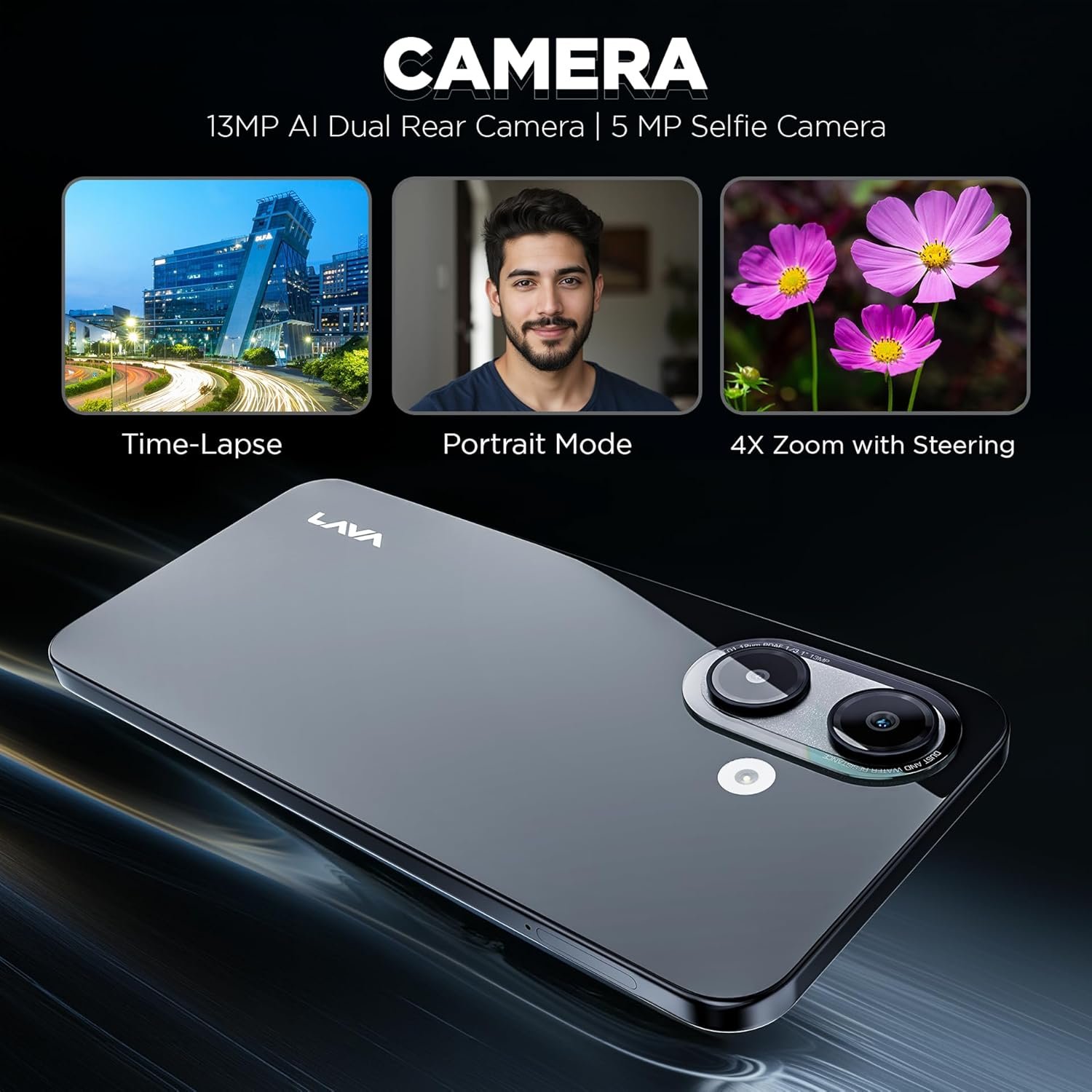Lava Bold N1 (Sparkling Ivory, 4 GB RAM, 64 GB Storage)| 6.75" (90 Hz) HD+ Display | 13MP AI Dual Rear Camera | 5000 mAh Battery | Secure Face Unlock | Fingerprint Reader | Charger & Phone-Case in Box - Image 2