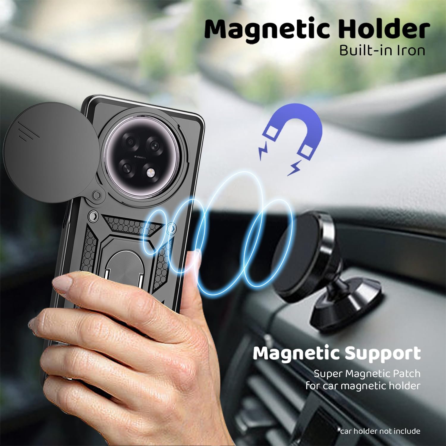 Tough Armor Bumper Back Cover Case for Oppo F31 Pro Plus 5G | Sliding Camera Cover, Kickstand & Ring Holder 360 Degree Protection Back Cover Case for Oppo F31 Pro Plus 5G - Black - Image 6