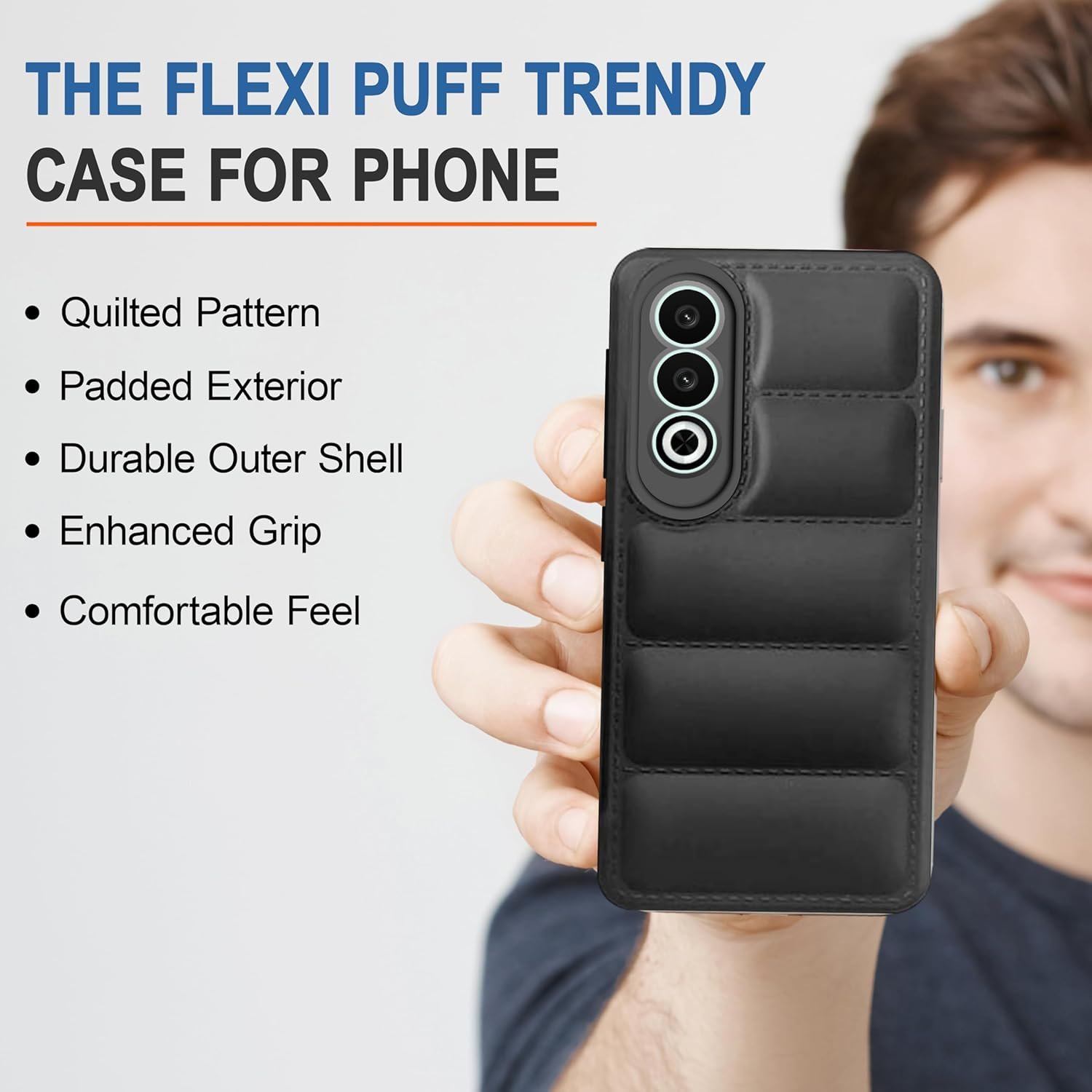 CEDO OnePlus Nord CE4 / CE 4 (5G) Back Cover | Camera Bump & 360° Flexible Puff Armor Protection | Matte Soft Silicon Shock Proof Rubberised Back Case Cover (Black) - Image 5