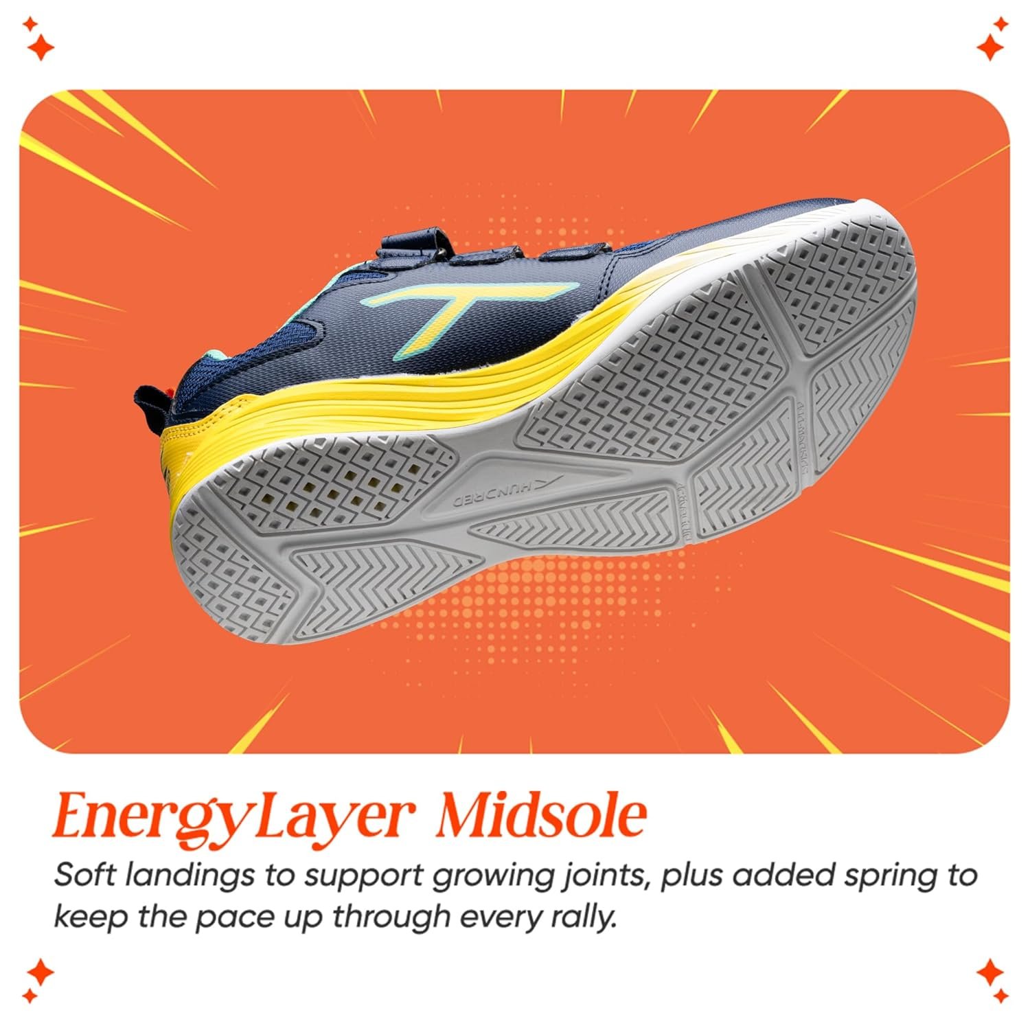 Hundred Court Champions Unisex Non-Marking Court Shoes | Badminton, Pickleball, Table Tennis & Other Indoor Sports | Lightweight, Cushioned GripNavy/Yellow/Green ; UK 5 - Image 5