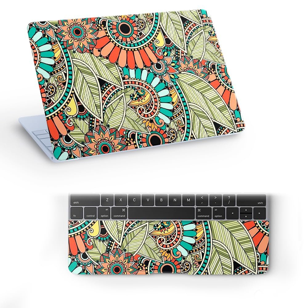 Floral F45 Top+Wrist Pad Vinyl Laptop Skin/Sticker/Cover for 14 Inches Laptops Laminated-Removable-HD Quality Compatible for Hp-Dell-Sony-Lenovo-Asus etc.(13.8x9.6 Inches)