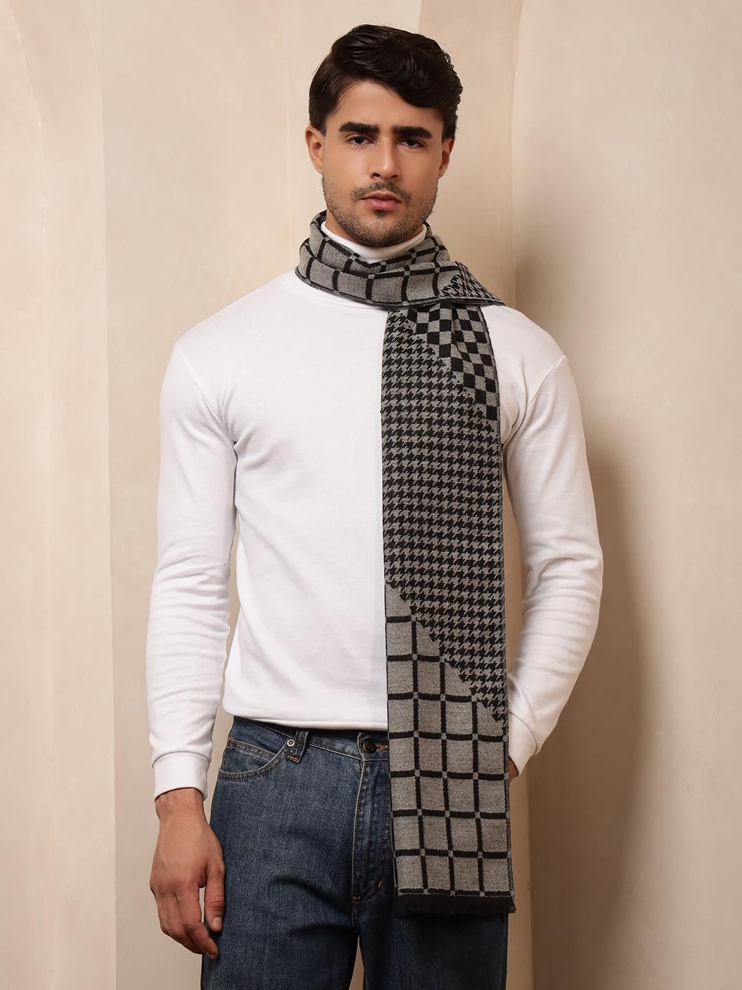 Ravaiyaa - Attitude is everything Men's Reversible Stripe Pattern Winter Wool Scarf, Muffler 72"x12" Inch - Image 3