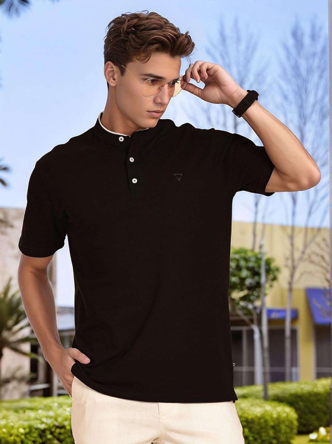 Thomas Scott Men's | Regular Fit | Short Sleeves | Mandarin Collar | Knitted Fabric | T-Shirt | for Men - Image 5