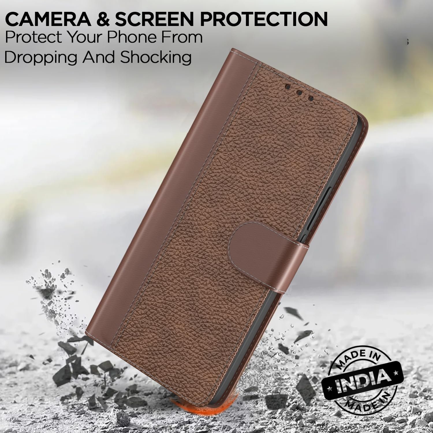 Pikkme Flip Cover for Oppo F31 5G | Leather Finish | Wallet Stand and Shock Proof | Complete Protection Flip Case (Tan) - Image 7