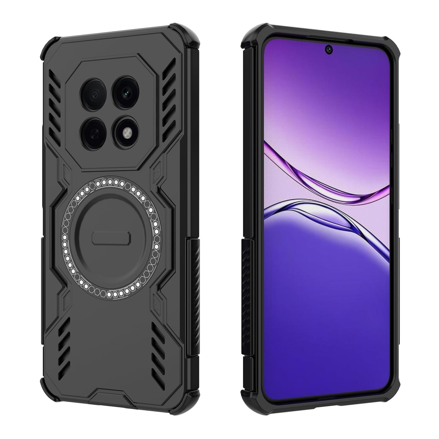Back Cover Military Shockproof with Airbag Corners, Heat Dissipation, TPU+PC Hybrid Cover for Oppo F31 Pro Plus 5G - Black - Image 4