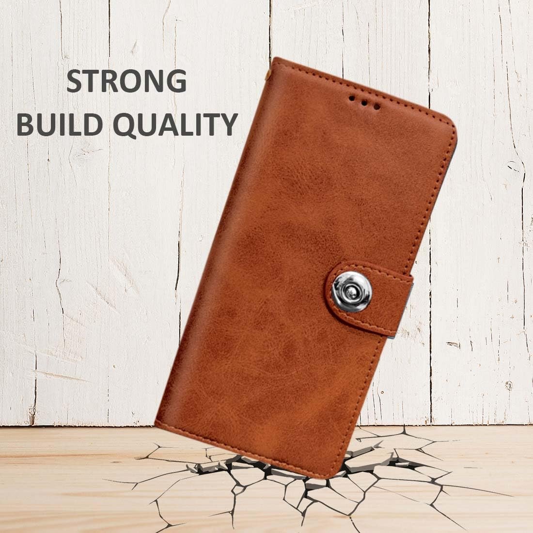 Flip Back Case for Oppo F31 5G | Genuine Leather Finish | Designer Button | Inbuilt Pockets & Stand | Flip Cover Back Case for Oppo F31 5G (Brown) - Image 8