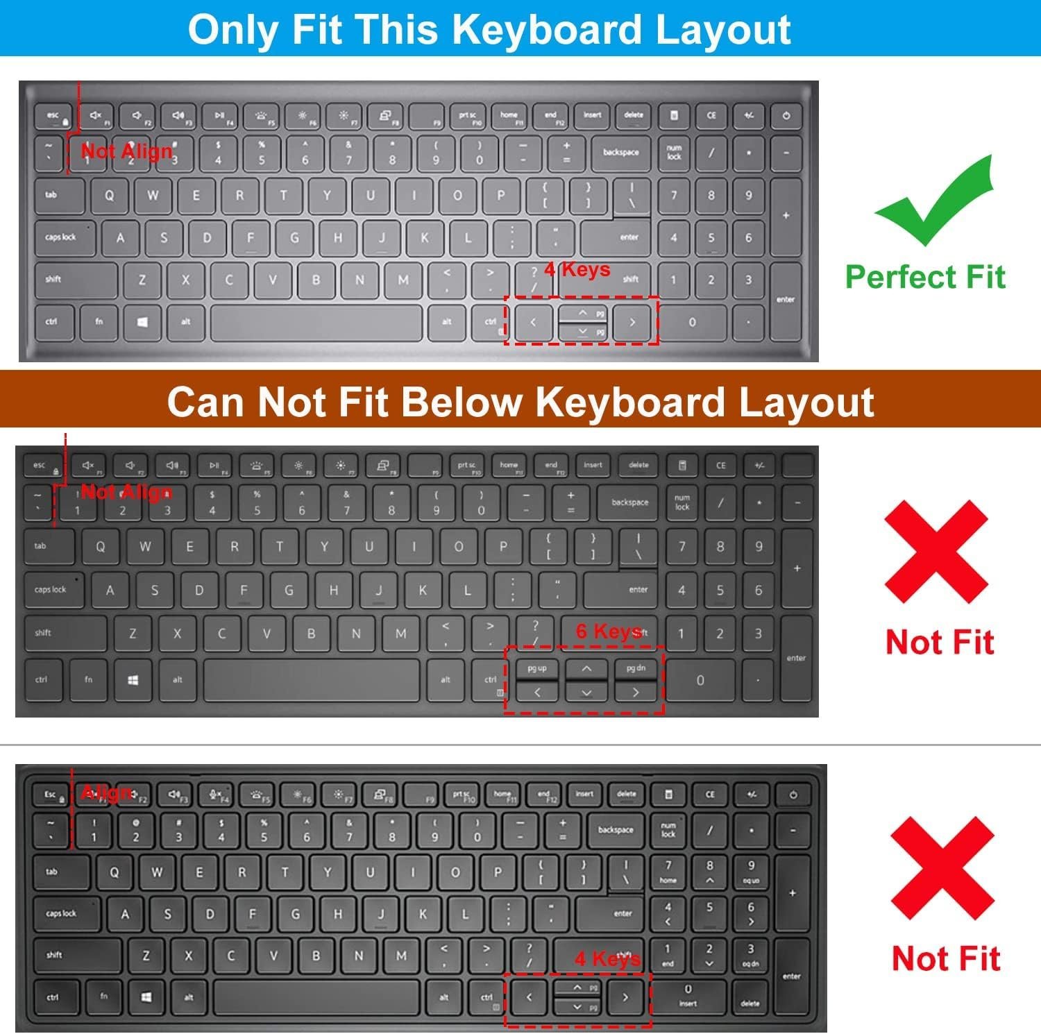 PaperFilm Keyboard Cover for 2024 2023 Dell Inspiron 15 3510 3511 3515 3520 3525 3530 3535 5510 5515 5518 15.6 / Dell Vostro 15 3510 3520 5510 5515 15.6 / Latitude 3520 15.6 Laptop Skin -Black - Image 2