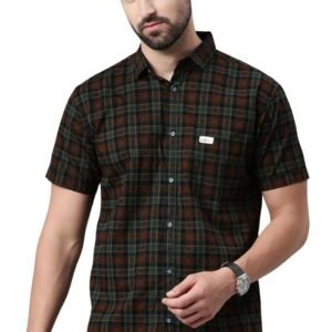 Majestic Man Men Cotton Checkered Half Sleeve Slim Fit Casual Shirt
