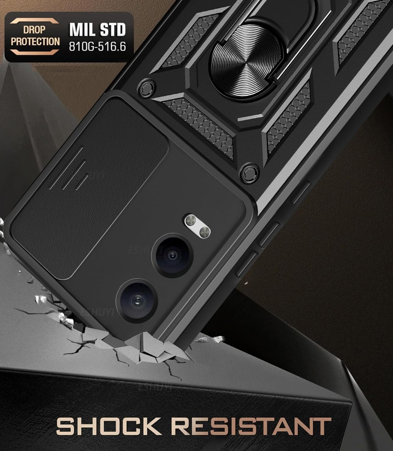 Scalebee Tough Armor OnePlus Nord CE 4 Lite 5G Bumper Back Case Cover | Ring Holder & Sliding Camera Shield Cover | 360 Degree Protection Back Case Cover for OnePlus Nord CE 4 Lite 5G (Black) - Image 4