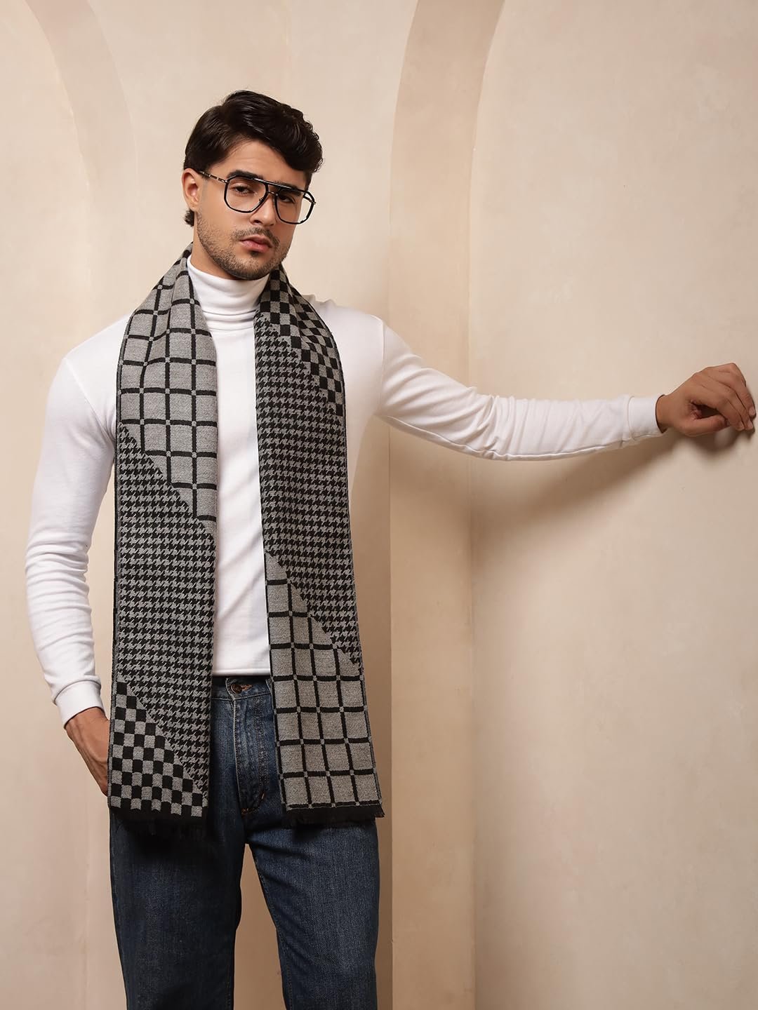 Ravaiyaa - Attitude is everything Men's Reversible Stripe Pattern Winter Wool Scarf, Muffler 72"x12" Inch - Image 6