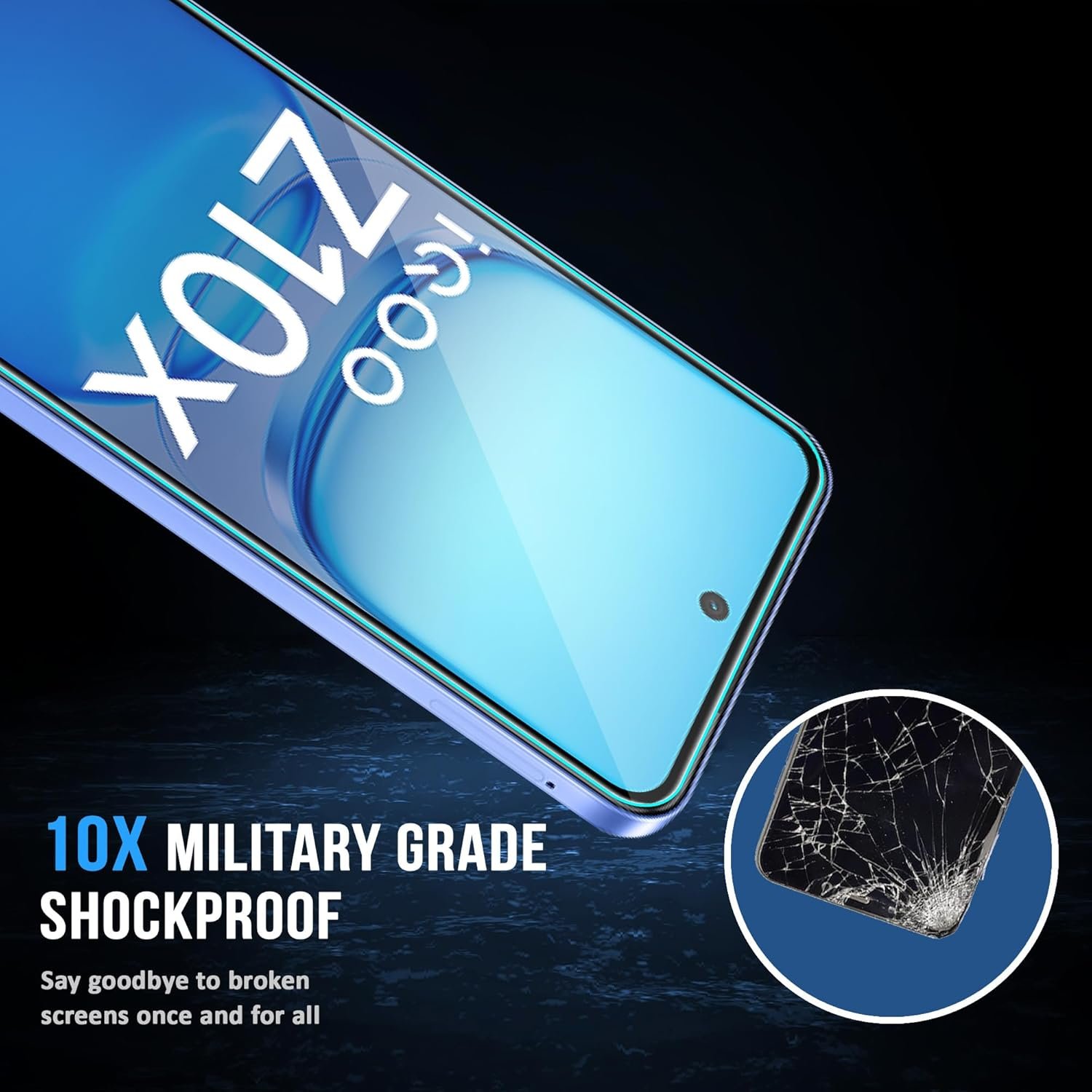 FIRST MART Military Grade Gorilla Tempered Glass For IQOO Z10X and Vivo T4X (6.72 Inch) With Easy Installation Kit for Smartphone| Edge-To-Edge Protector Coverage | Black, Pack of 2 - Image 4