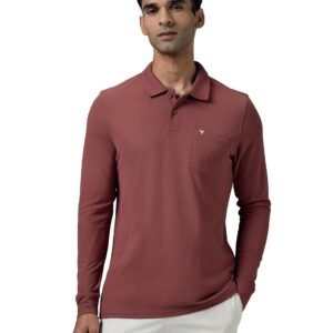 TECHNOSPORT Men Polyester Slim Fit Polo Neck Full Sleeve Matpiq T-Shirt with Patch Pocket for Regular Use