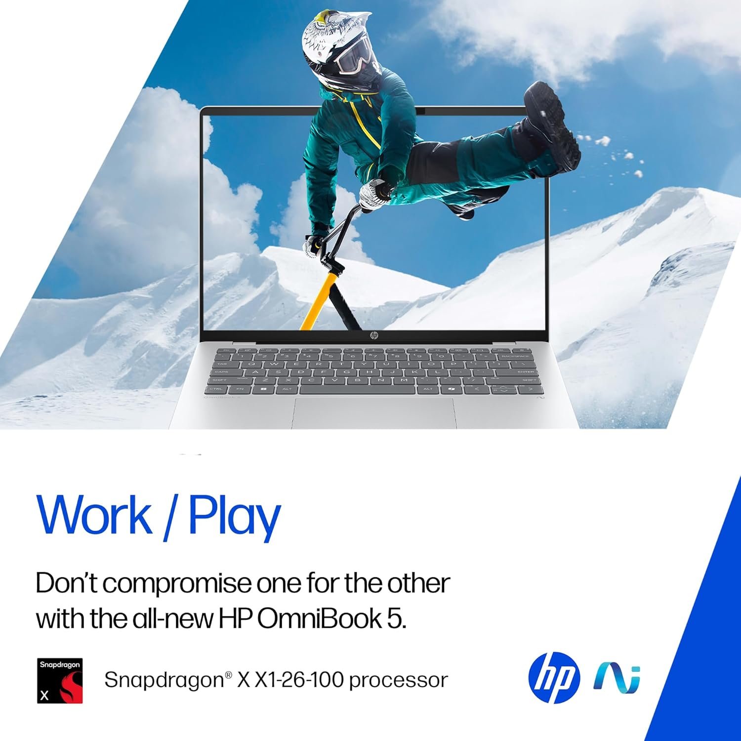 HP OmniBook 5 OLED (Previously Pavilion), Snapdragon X Processor (16GB LPDDR5x, 512GB SSD) 2K, 14''/35.6cm, Win11, M365 Basic(1yr)* Office24, Silver, 1.35kg, he0014QU, Light-Weight, Next-Gen AI Laptop - Image 11