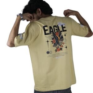 Brotherwood Flying Eagle Graphic Oversized Tshirt- for Men and Boys Colour – (Beige)