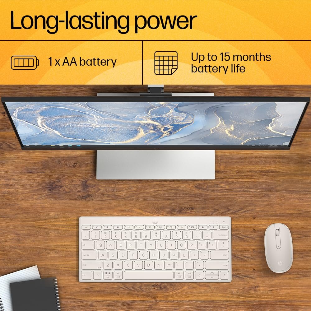 HP 240 Lunar White Bluetooth Mouse/Bluetooth® 5.1 connection/15 Month battery/1600 dpi Optical Sensor/Sleek and ambidextrous Design - Image 7