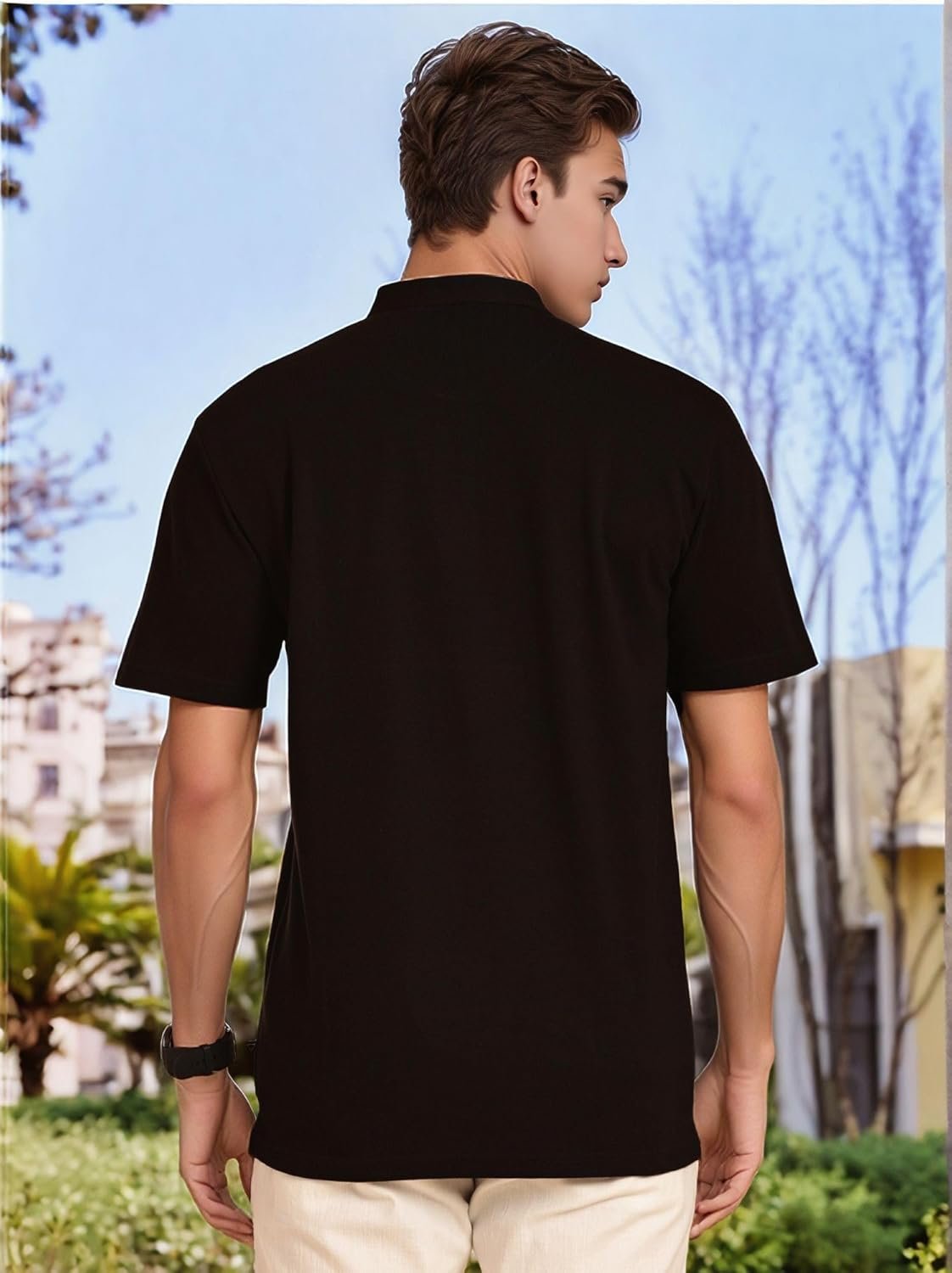 Thomas Scott Men's | Regular Fit | Short Sleeves | Mandarin Collar | Knitted Fabric | T-Shirt | for Men - Image 4