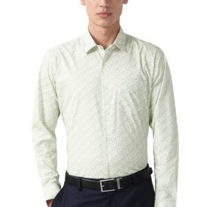 Peter England Men’s Printed Formal Shirt with Elegant Bloom Pattern – 100% Cotton, Full Sleeves, Regular Fit