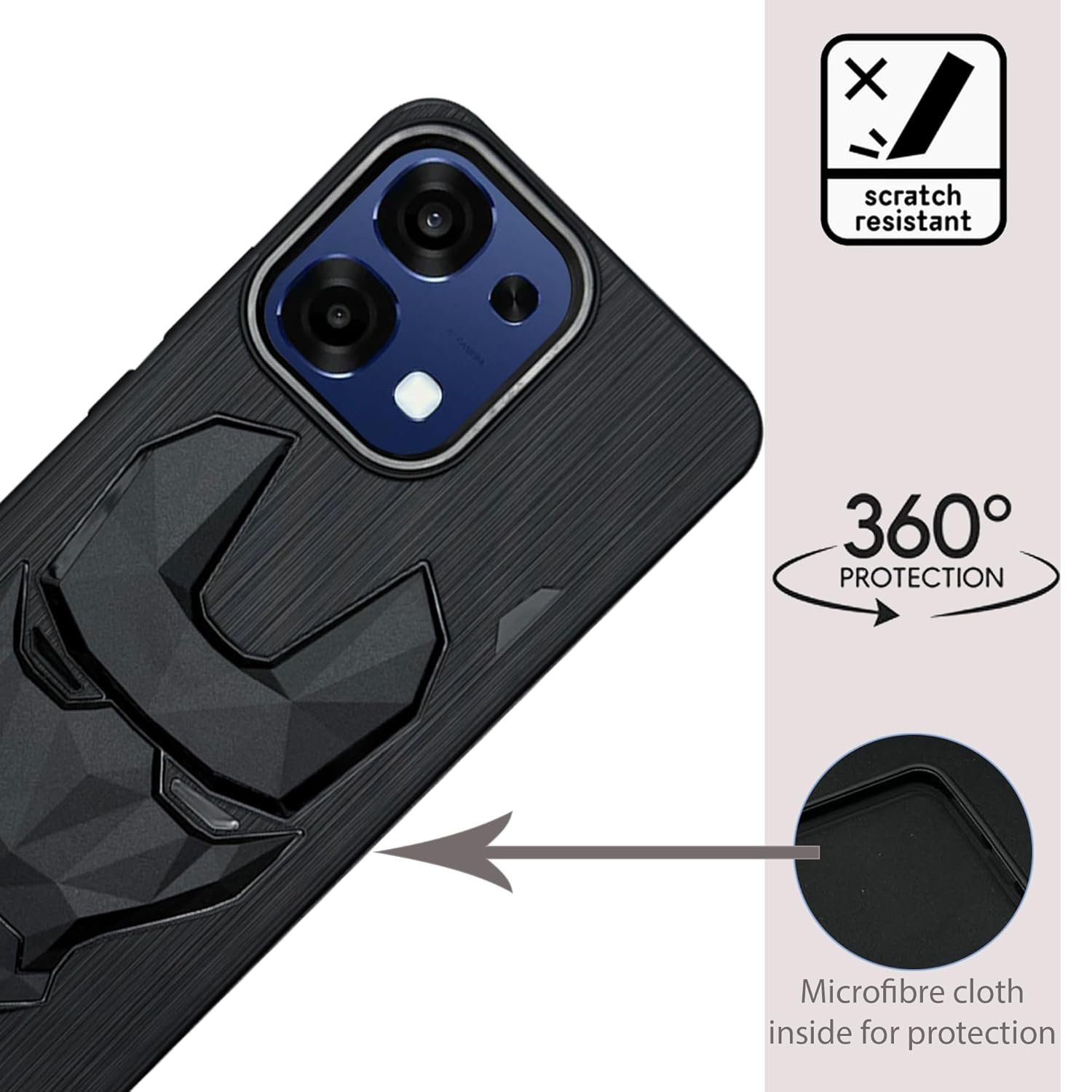 Soft Back Case for Oppo F31 5G | 3D Mask Case | Silicon TPU Shockproof Scratchproof Cover | Black - Image 2
