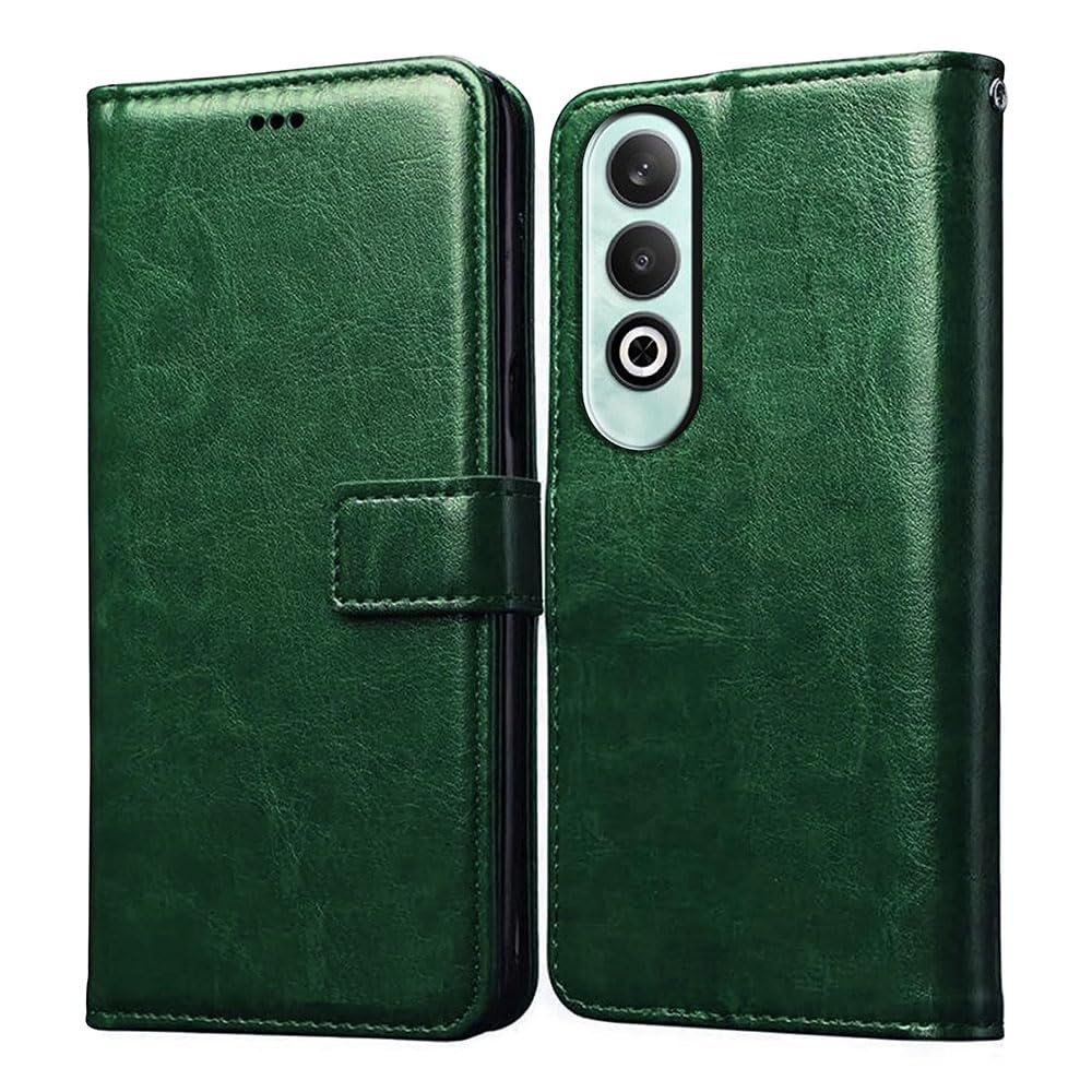Flip Cover Back Case for OnePlus Nord CE4 5G | Premium Leather Finish | Inbuilt Pockets & Stand | Flip Cover Back Case for OnePlus Nord CE4 5G (Green)