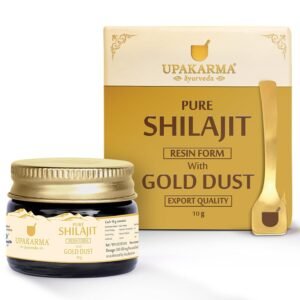UPAKARMA Pure Shilajit Resin with Gold Dust 10g | 300mg/serving | Extensive Global Sourcing | Potent Ayurvedic Formula with 24 Carat Gold | Lab-Tested Purity | 33 Servings