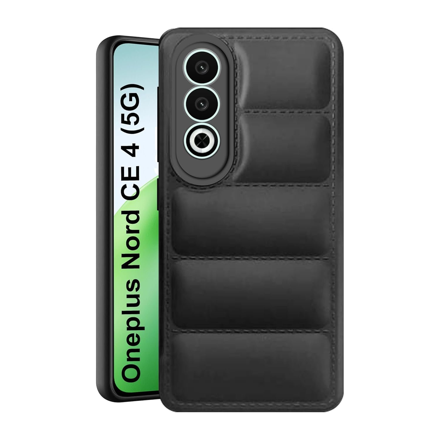 CEDO OnePlus Nord CE4 / CE 4 (5G) Back Cover | Camera Bump & 360° Flexible Puff Armor Protection | Matte Soft Silicon Shock Proof Rubberised Back Case Cover (Black)