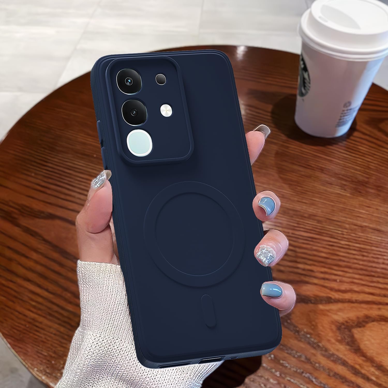 Outlouders Back Cover for Vivo T4x 5G/Y31 Pro 5G/iQOO Z10x 5G Soft Matte Silicone Cover with Slim Fit | Mag-Safe Logo (Not Mag-Safe Compatible) | Shockproof | Camera Protection Bumper Case (Blue) - Image 7