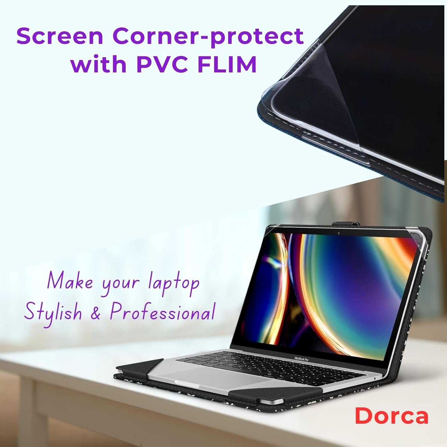 Dorca® Laptop Case Cover Compatible with Asus VivoBook Pro 15 OLED M3500QC-L1461WS Laptop (Slim & PU Leather)- Black - Image 5