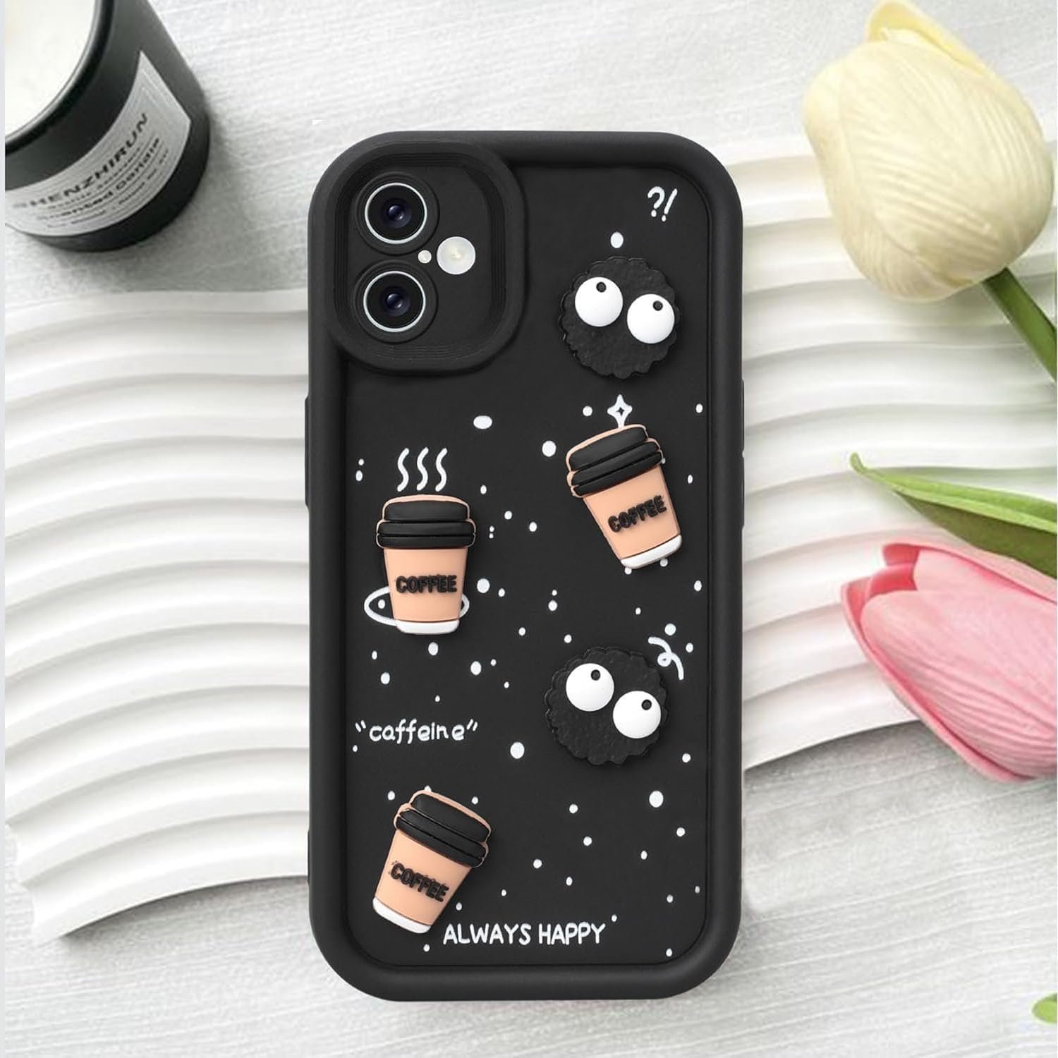 amazon basics Back Case Cover Compatible for OnePlus Nord CE4 Lite 5G | Cute Fun Cartoon 3D Ball | Coffee Silicone Case | Camera Protection | Body Protection | Shock Proof | Color Black | Pack of 1 | - Image 3