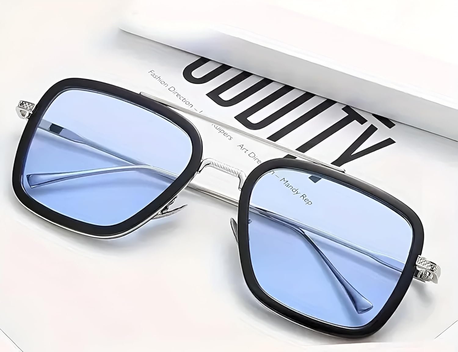 Roshfort Avengers Iron Man Full Rim Square Sunglasses | Non Polarized And 100% UV Protected|Men & Women | Spider Men Italic (Italic Ice Blue | C-4) - Image 4