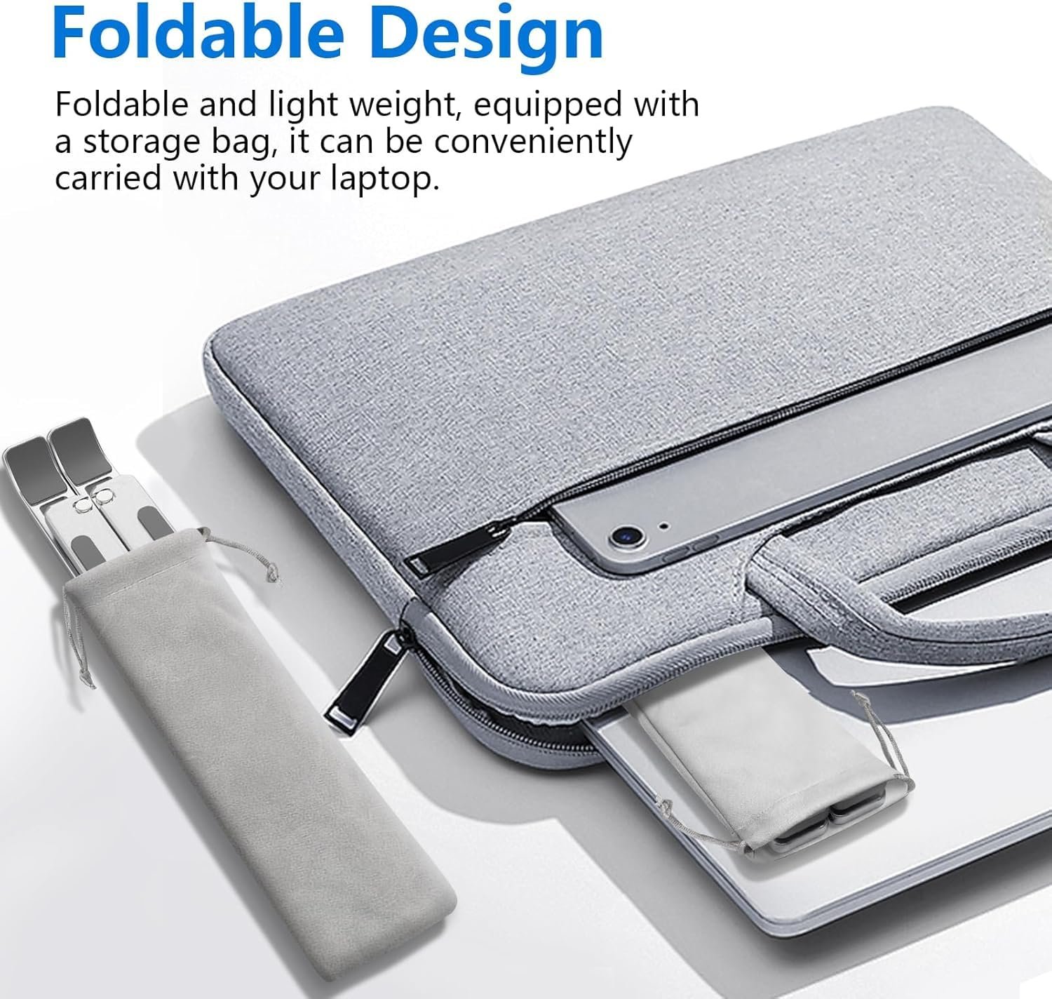 6 Angles Adjustable Aluminum Foldable Portable Tabletop Laptop/Desktop Riser Stand Holder Compatible for MacBook, HP, Dell, Lenovo & All Other Notebook (Silver) - Image 7