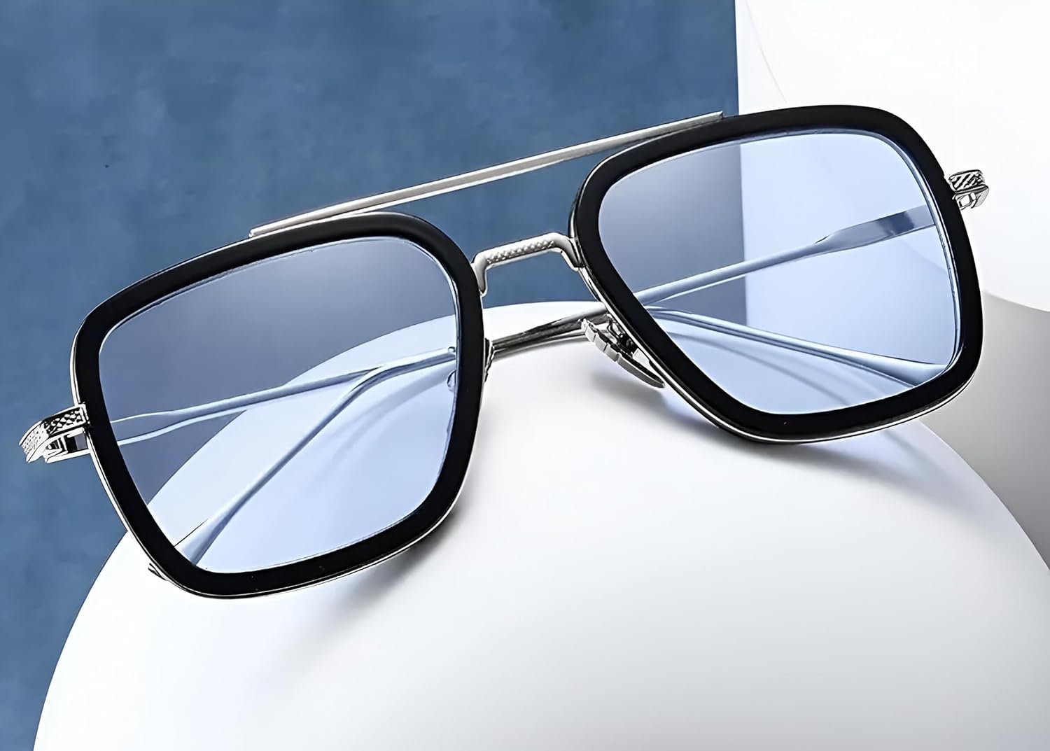 Roshfort Avengers Iron Man Full Rim Square Sunglasses | Non Polarized And 100% UV Protected|Men & Women | Spider Men Italic (Italic Ice Blue | C-4) - Image 2