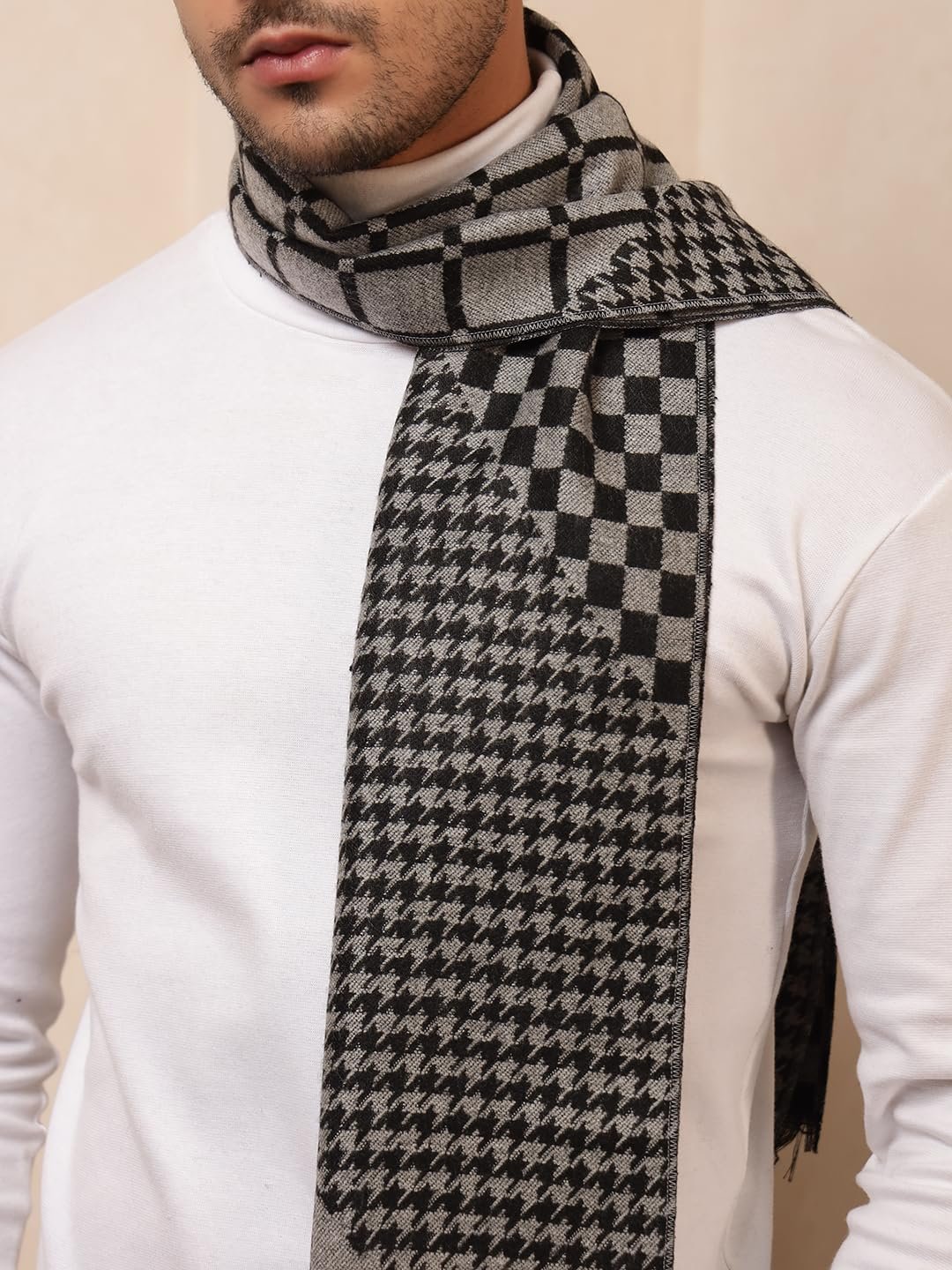 Ravaiyaa - Attitude is everything Men's Reversible Stripe Pattern Winter Wool Scarf, Muffler 72"x12" Inch - Image 4