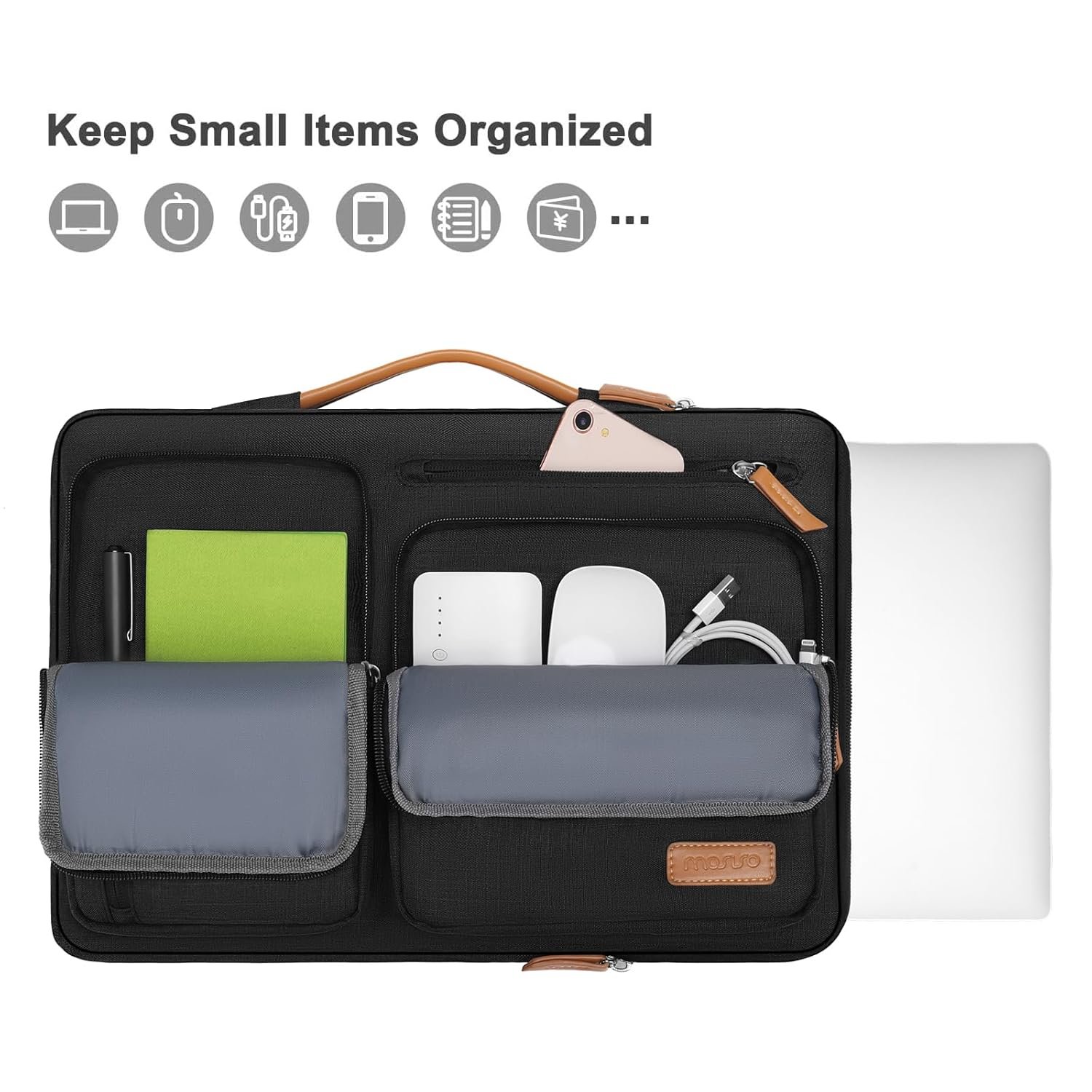 MOSISO 360 Protective Laptop Case 13.3 inch, 13-13.3 inch Laptop Sleeve Compatible with MacBook Air/Pro 13 / Pro 14,HP Dell Acer ASUS,Side Open Carrying Case with 4 Zipper Pockets&Handle, Black - Image 2