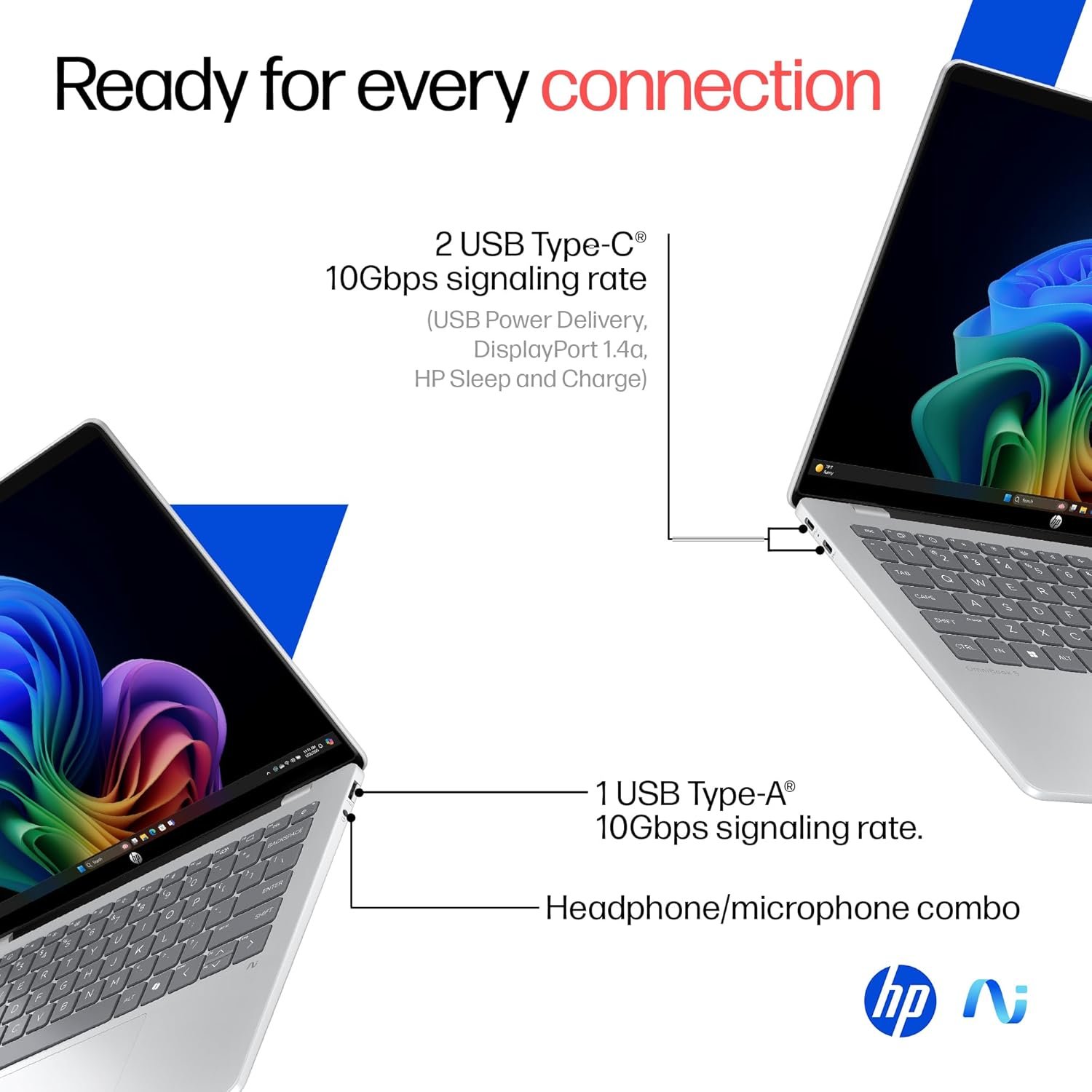 HP OmniBook 5 OLED (Previously Pavilion), Snapdragon X Processor (16GB LPDDR5x, 512GB SSD) 2K, 14''/35.6cm, Win11, M365 Basic(1yr)* Office24, Silver, 1.35kg, he0014QU, Light-Weight, Next-Gen AI Laptop - Image 9