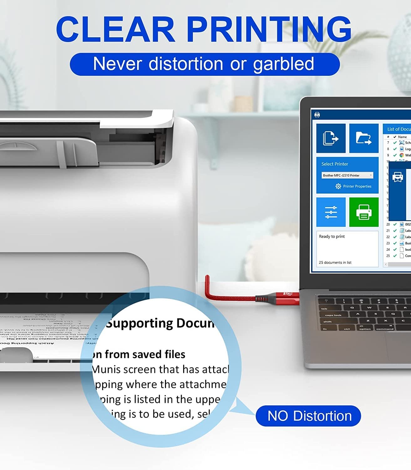 rts High Speed USB Printer Cable (2M 6.6 Feet) Nylon Braided USB 2.0 Printer Cable USB-A to USB-B Cable, Scanner Printer Cord for HP Canon Dell Epson Brother Lexmark Xerox Samsung Piano DAC & More-Red - Image 6