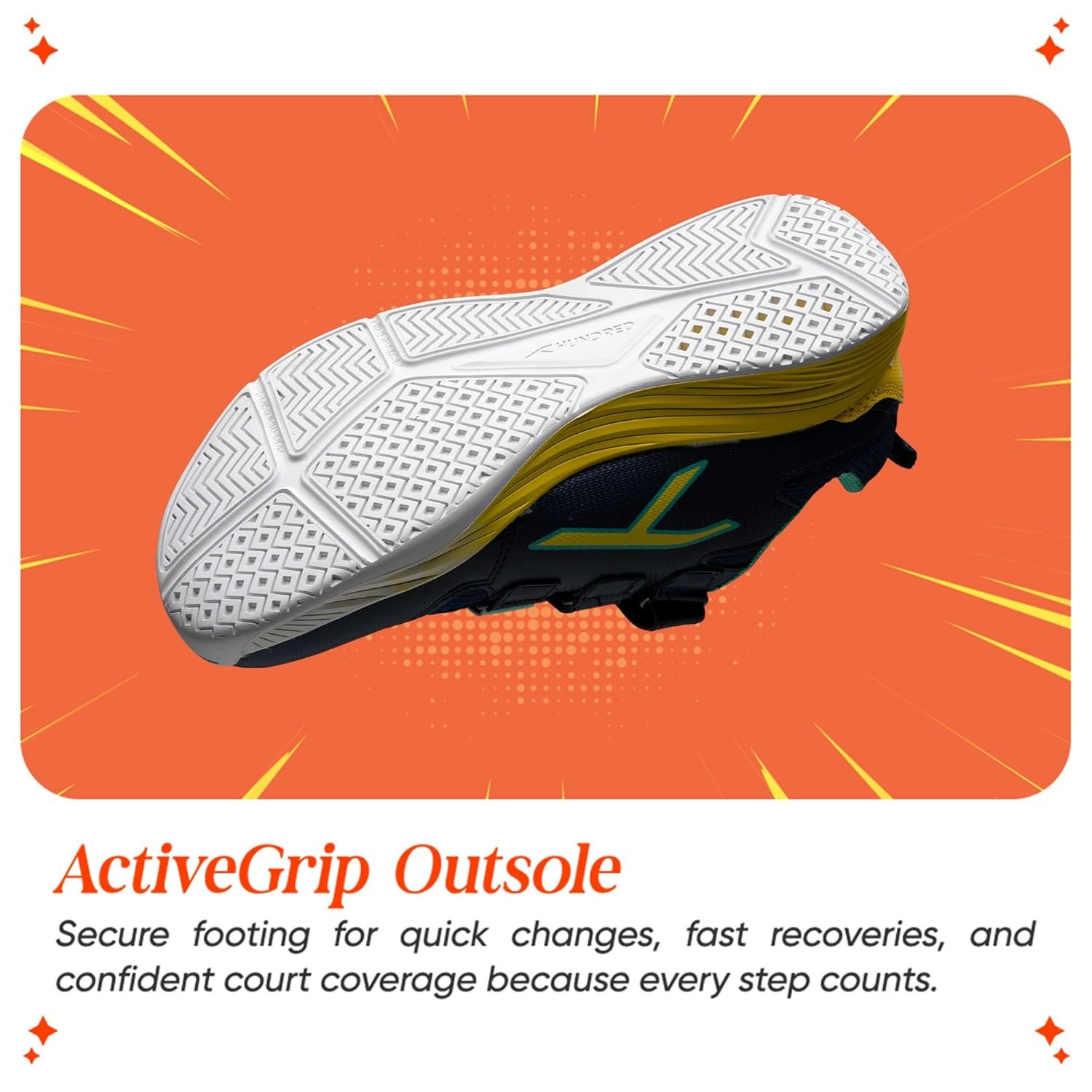 Hundred Court Champions Unisex Non-Marking Court Shoes | Badminton, Pickleball, Table Tennis & Other Indoor Sports | Lightweight, Cushioned GripNavy/Yellow/Green ; UK 5 - Image 4