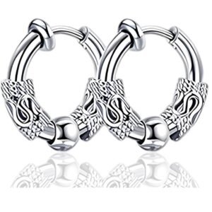 2 Pcs Black Ear Studs For Men, Earrings For Men Stylish, Fashion Accessories Gifts, Suitable For Various Occasions, From Casual Outings To Formal Events Stylish, Durable, And Exquisite In Appearance; The Exquisite Dragon Pattern Design Adds A Unique Charm To Your Style, Making It Stand Out In Any Occasion