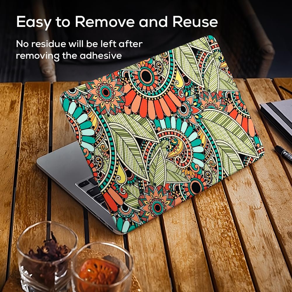 Floral F45 Top+Wrist Pad Vinyl Laptop Skin/Sticker/Cover for 14 Inches Laptops Laminated-Removable-HD Quality Compatible for Hp-Dell-Sony-Lenovo-Asus etc.(13.8x9.6 Inches) - Image 4