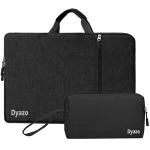 Dyazo 13.3 Inch Slim Laptop Carry Sleeve with Front Pocket & Charger Pouch | Protective Water-Resistant Case Cover | Compatible for MacBook Air/Pro, HP, Dell, Lenovo, Asus & Other Notebooks (Black)