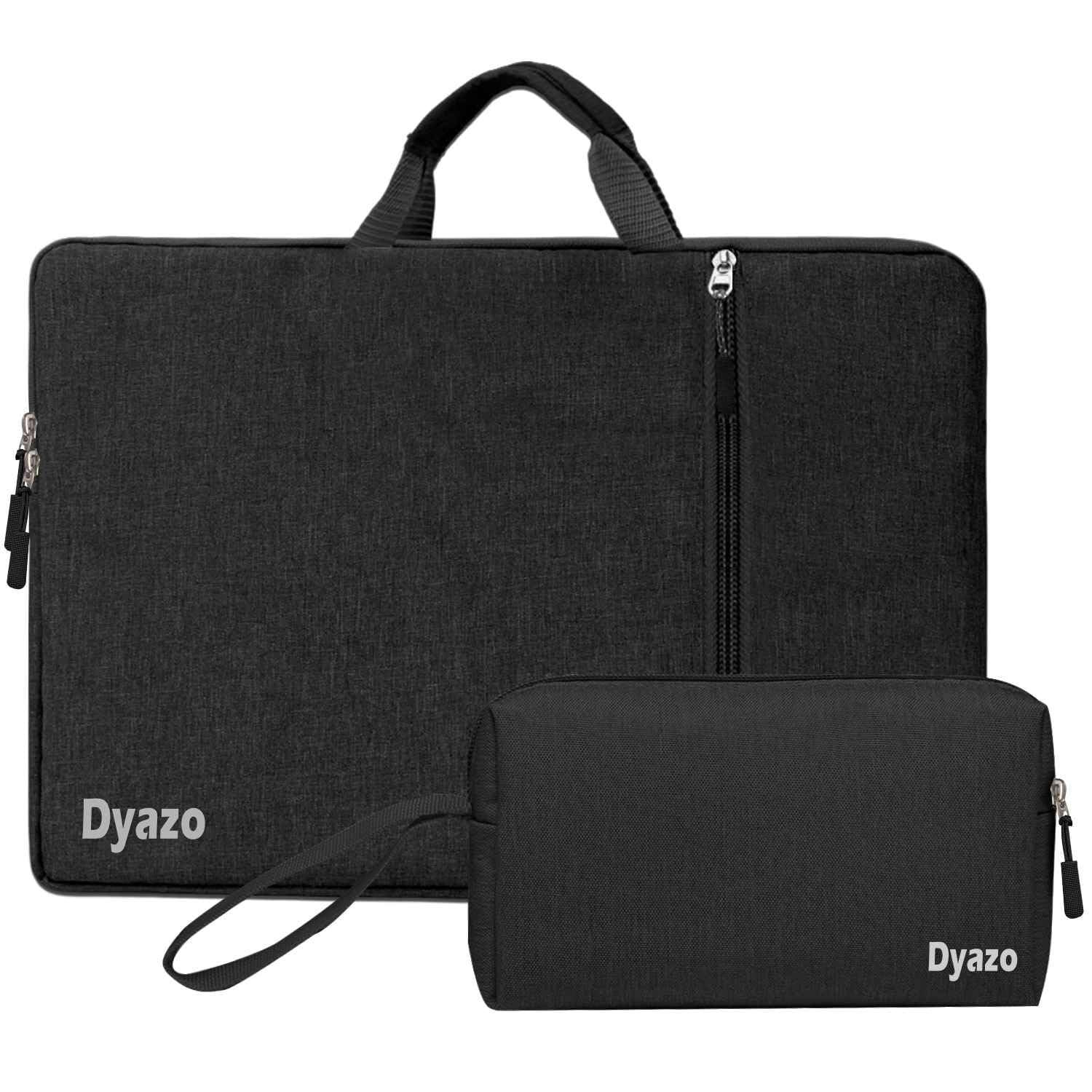 Dyazo 13.3 Inch Slim Laptop Carry Sleeve with Front Pocket & Charger Pouch | Protective Water-Resistant Case Cover | Compatible for MacBook Air/Pro, HP, Dell, Lenovo, Asus & Other Notebooks (Black)