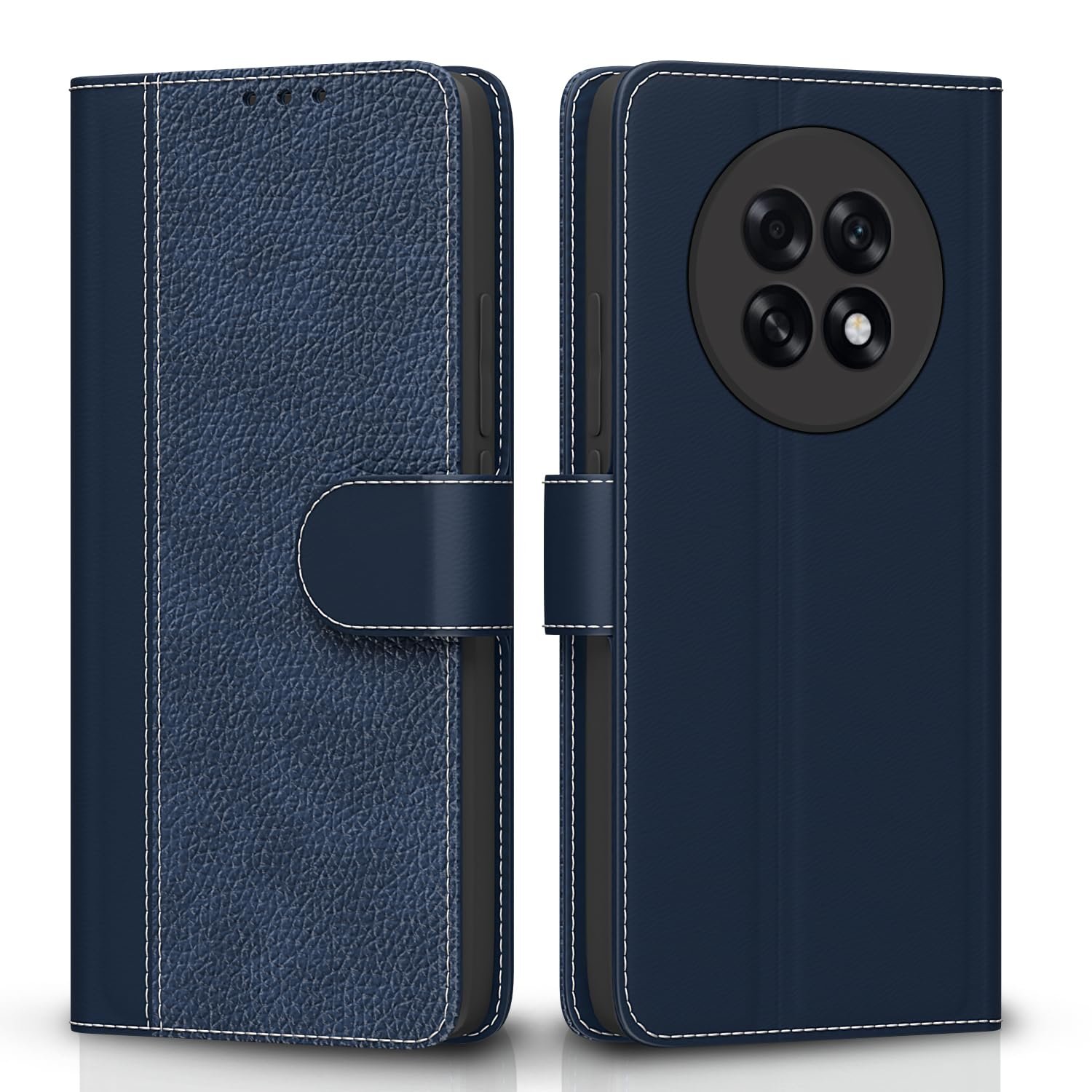 Pikkme Flip Cover for Oppo F31 Pro Plus 5G | Leather Finish | Wallet Stand and Shock Proof | Complete Protection Flip Case (Blue)
