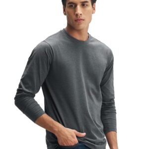 XYXX Men’s Solid Cotton T-Shirt | Round Neck Tshirt | Full Sleeves | Solid-Regular Fit Tshirt for Men