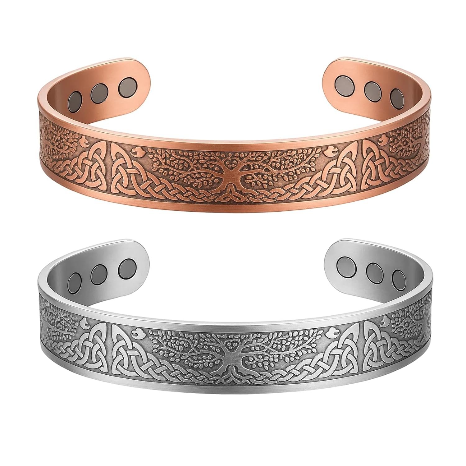 2 Pcs Copper Bracelet for Men and Women 99.9% Pure Copper Bangle 7.5in New Upgrades in 2025 Adjustable for Arthritis with 6 Magnets for Effective Joint Pain Relief, Arthritis, RSI, Carpal Tunnel