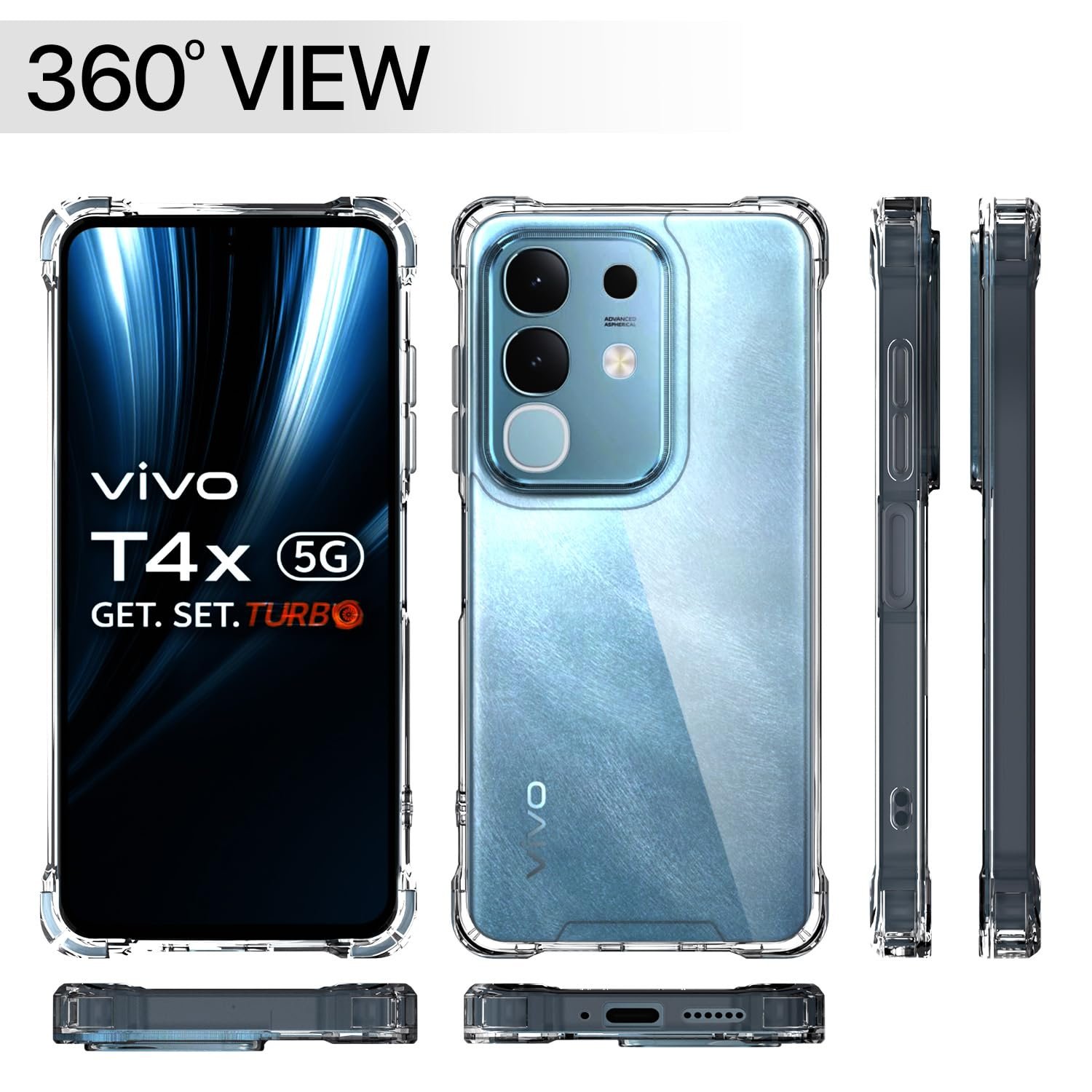 Pikkme Back Cover for Vivo T4x 5G / iQoo Z10x 5G / Vivo Y31 Pro 5G PC + TPU Clear Transparent Raised Edges Shockproof Protective Phone Bumper Case(Transparent) - Image 7