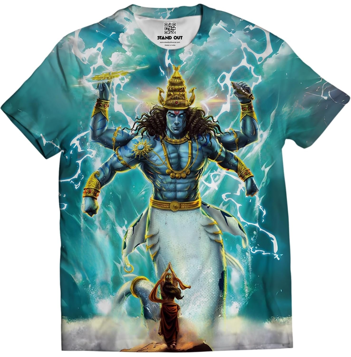 STAND OUT All Over Printed Shiva, Krishna, Hanuman, Kali, Ram and Ravana, Ramayan, Bagavath Githa, Buddha Religious, Spiritual, Hindu Gods T-Shirts