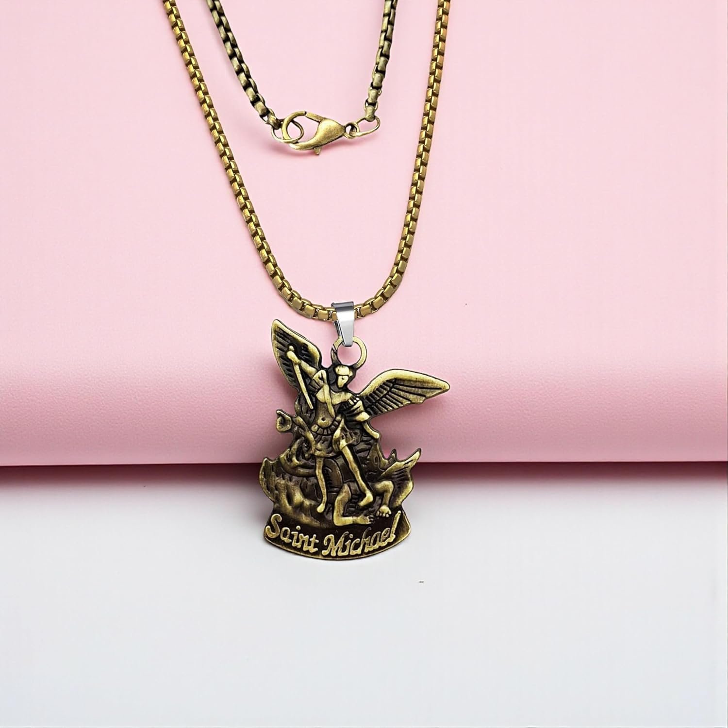 M Men Style St. Michael Archangel Locket | Christian Catholic Religious Necklace | Spiritual Protection Gift Copper - Image 6